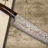 Takeshi Saji VG10W Colored Damascus Nashiji IRN Japanese Chef's Bunka Knife 180mm with Desert Ironwood Handle
