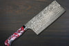 Yoshimi Kato R2 Black Damascus RERC Japanese Chefs Chinese Cooking Knife 180mm with Red-Resin Custom Handle