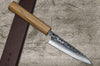 Yoshimi Kato R2 MINAMO Hammered OK8N Japanese Chef's Petty Knife(Utility) 120mm with Urushi Lacquered Oak Handle Natural Color