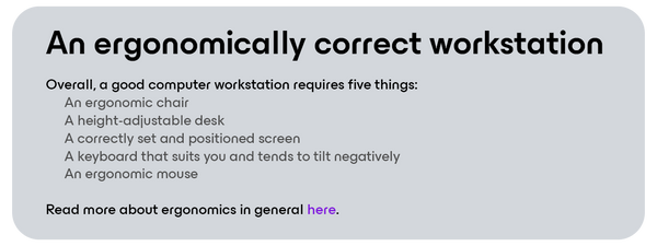 five main elements of an ergonomic workstation