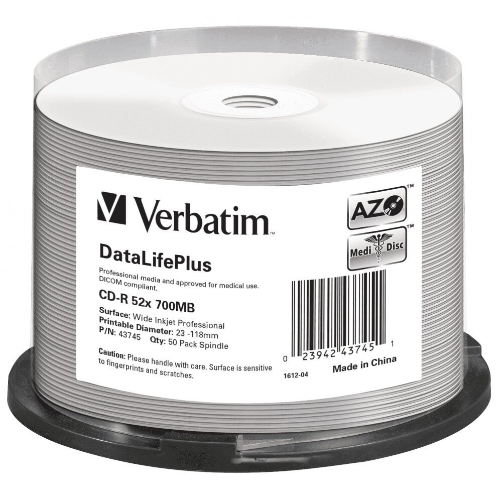 Verbatim White InkJet Full Surface Printable CD-R (50 Pack) Large Image