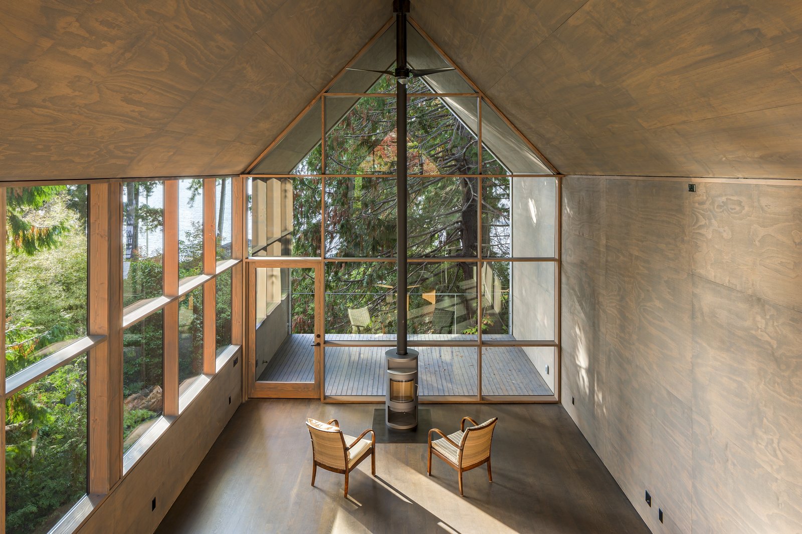 Minimalist Living Space with Window Wall in Seattle Residence