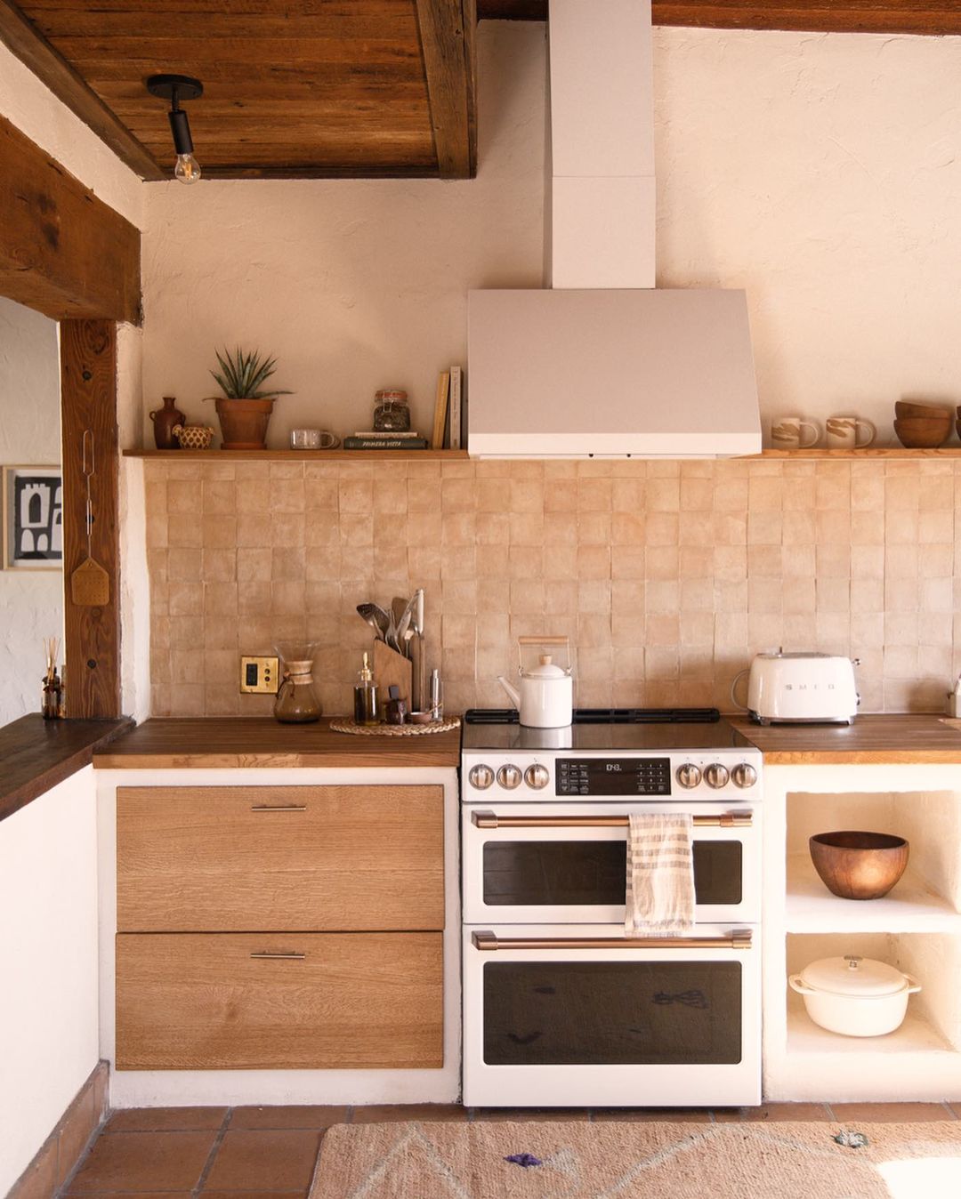 Moroccan Natural Zellige Terra Cotta Tile Backsplash in Tucson Kitchen