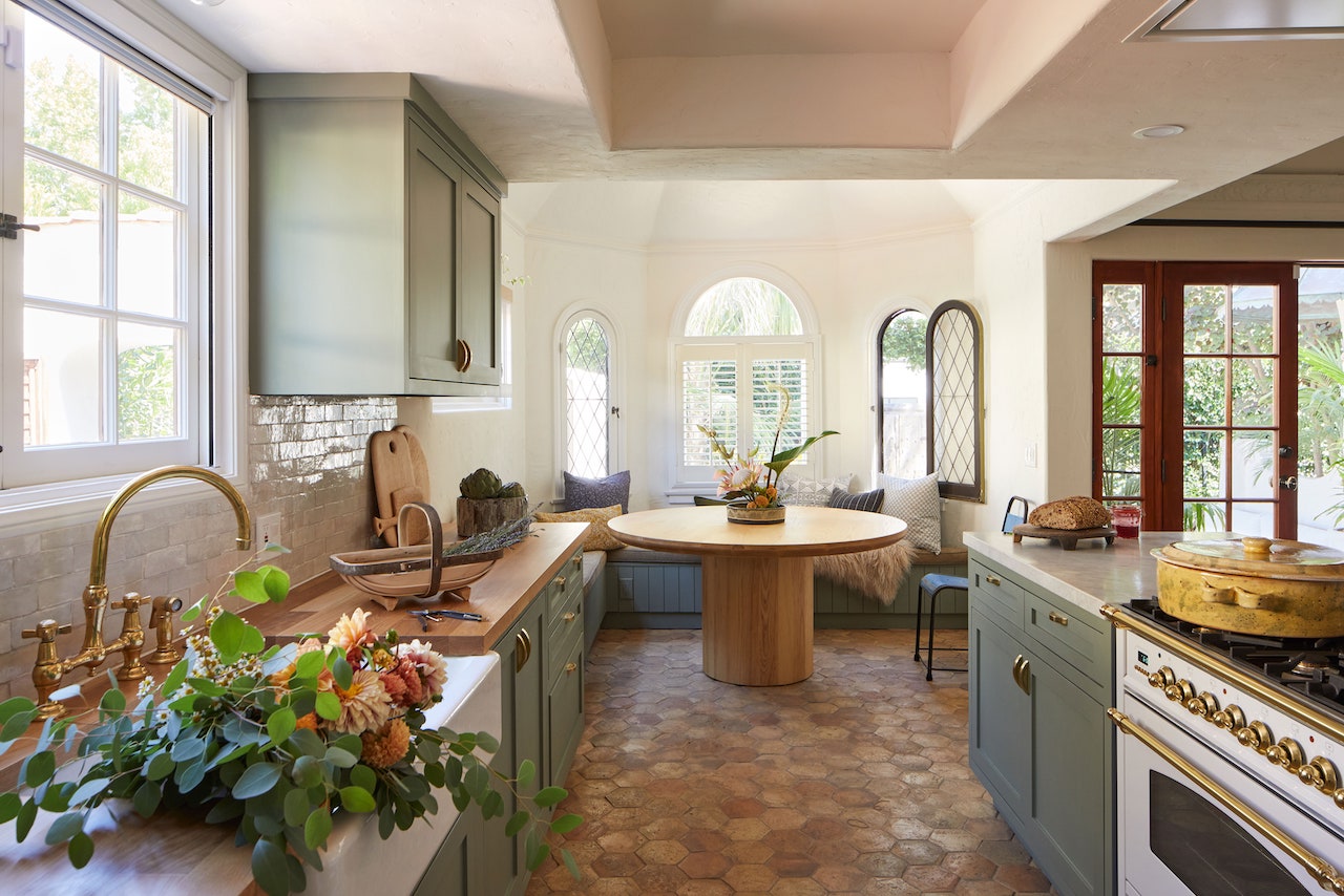 Terra Cotta Kitchen Floor Tiles in Los Angeles Spanish Colonial Revival Home