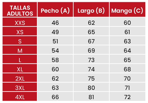 Guía de tallas Jerseys Navideños  734 adultos