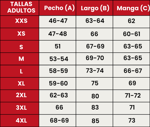 Guía de Tallas 525-REN-ARB-REG-NEG-ADULTOS