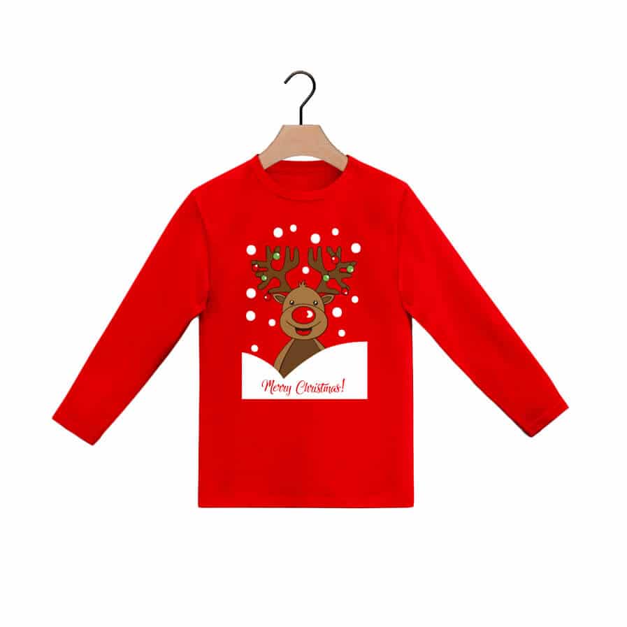 Camiseta de Navidad Manga Larga para Niña y Niño Reno – Jerseys Navideños