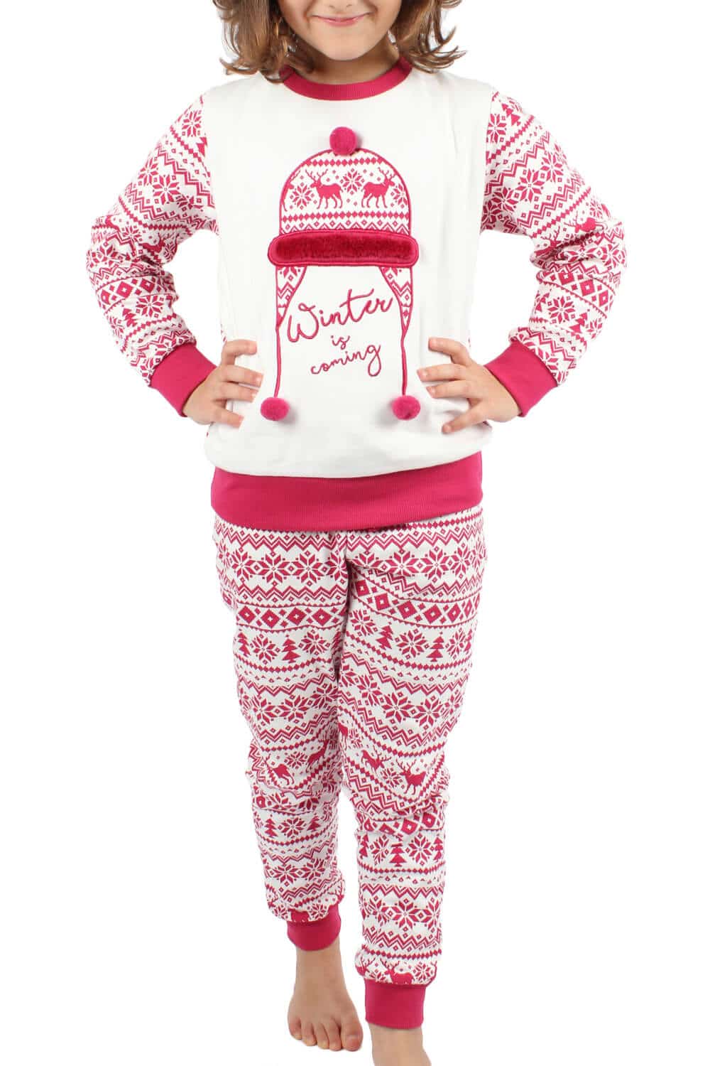 Pijama de Navidad Winter Is Niños Burdeos – Navideños