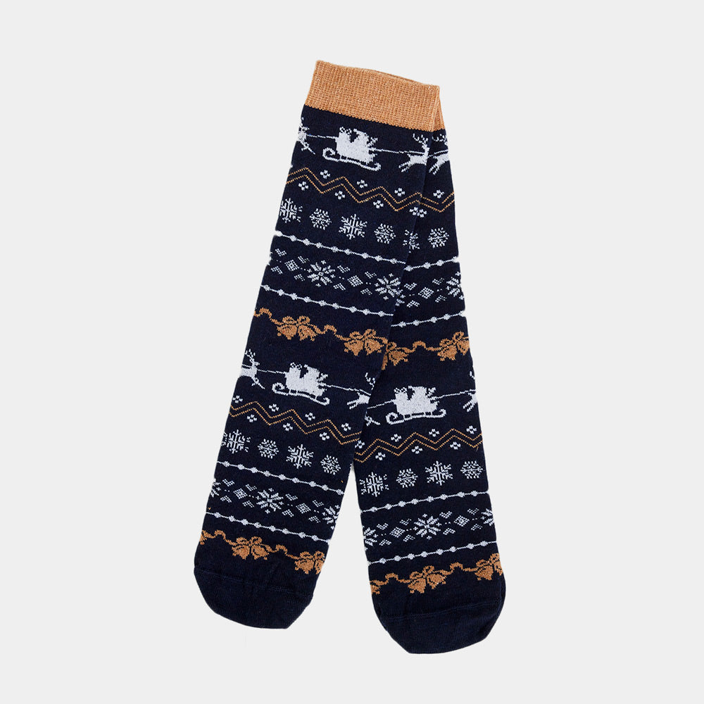 Calcetines de Navidad de Andar por Casa Azules con Renos y Nieve – Jerseys  Navideños