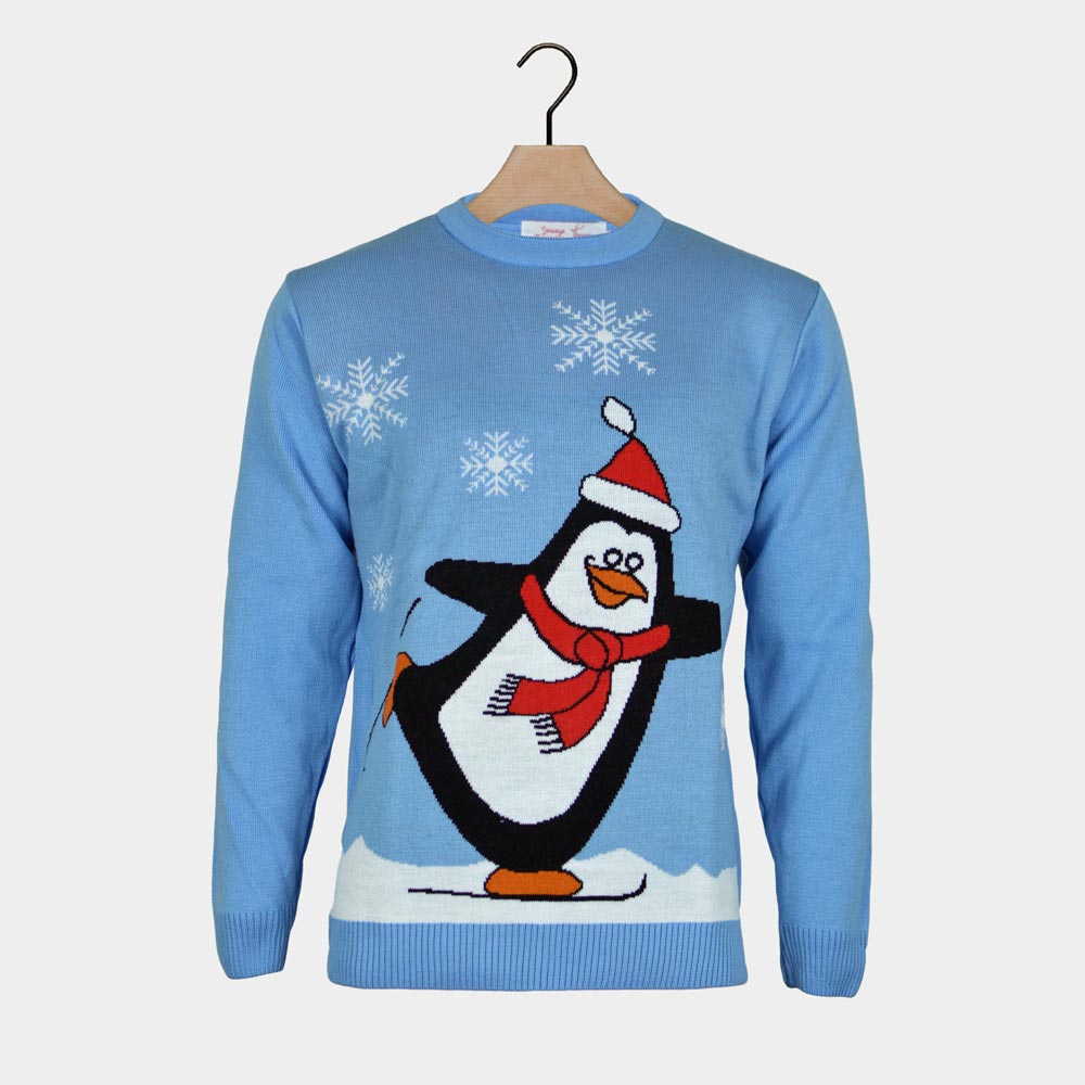 Jersey de Navidad para Niña y Niño Pingüino Azul Claro | Jerseys ...