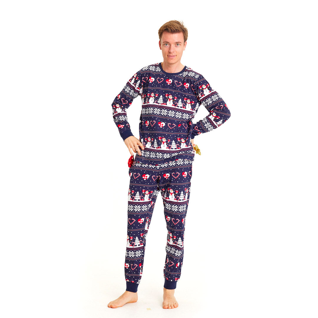 compensar violación oler Pijama de Navidad Adultos Unisex Azul con Muñecos de Nieve y Corazones –  Jerseys Navideños