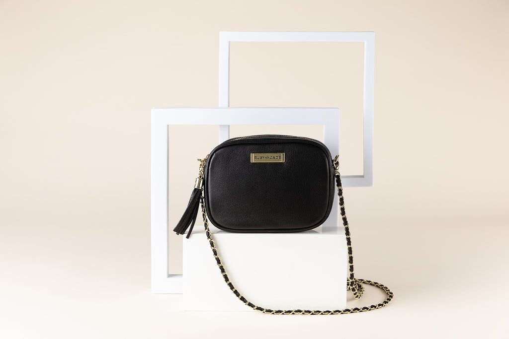 Black Leather Crossbody Tassel Bag | Leather Camera Bags at Ruby Friday