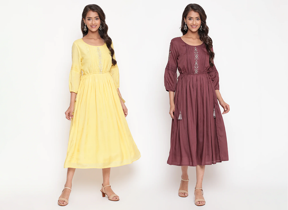 Twin_in_our_embroidered_flared_dresses