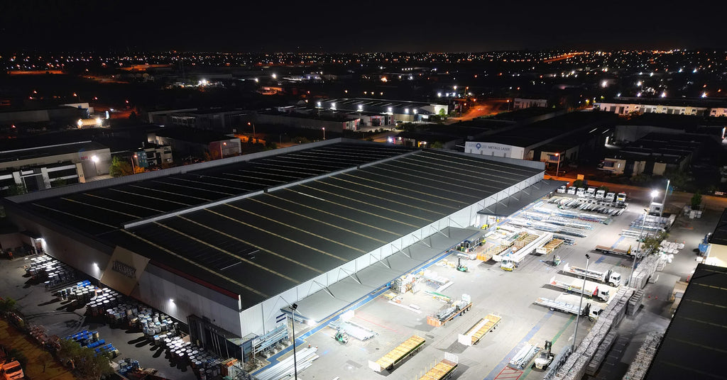 Industrial truck loading area with LED lighting upgrade