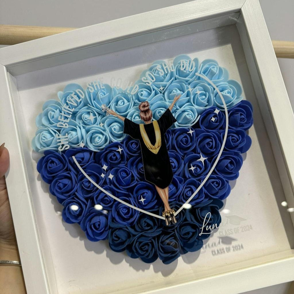 Class Of 2025 Graduation Gift So She Did - Personalized Flower Shadow Box Review