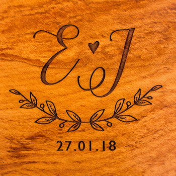 Laser engraved initials