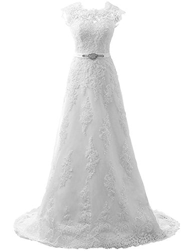 JAEDEN Wedding Dress Lace Bridal Dresses with Crystal Sash Wedding Gow –  NineFit - Europe
