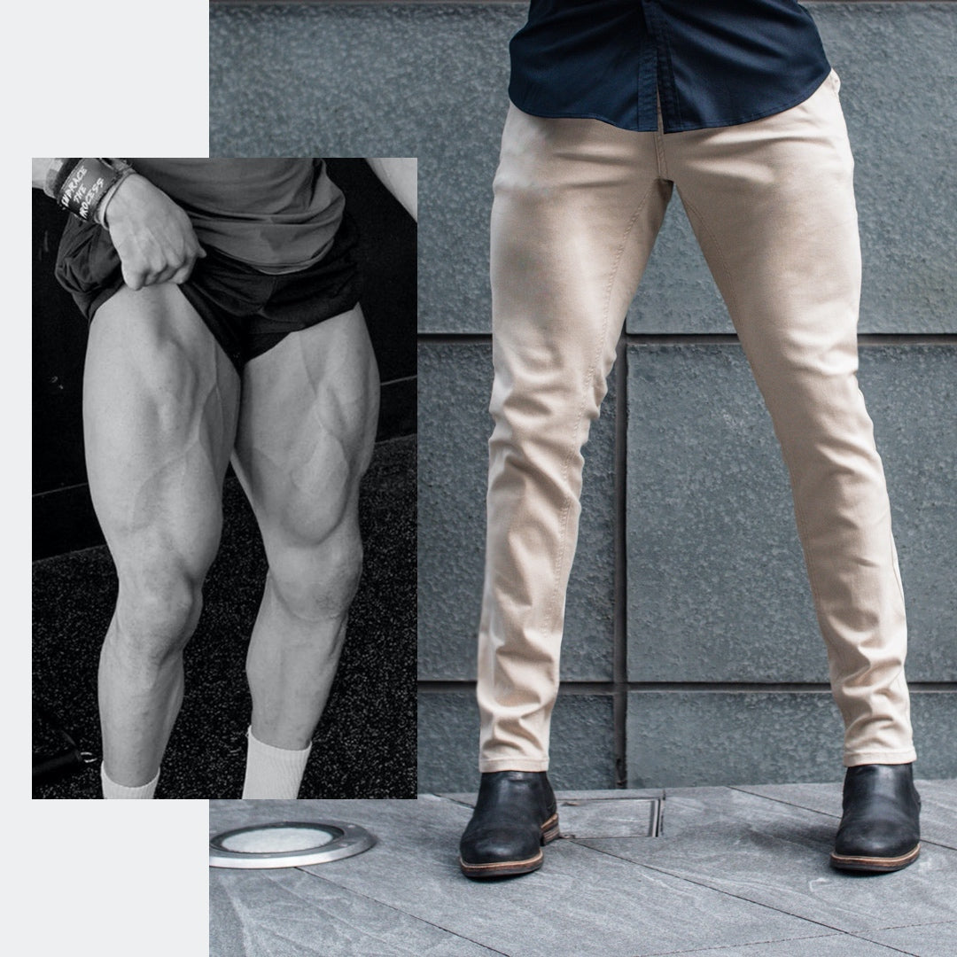 Muscle Fit Trousers & Chino Pants For Men with Muscular Legs