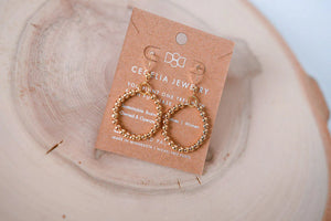 Cecelia Designs : Small Beaded Gold Hoops - Sora Binti Boutique
