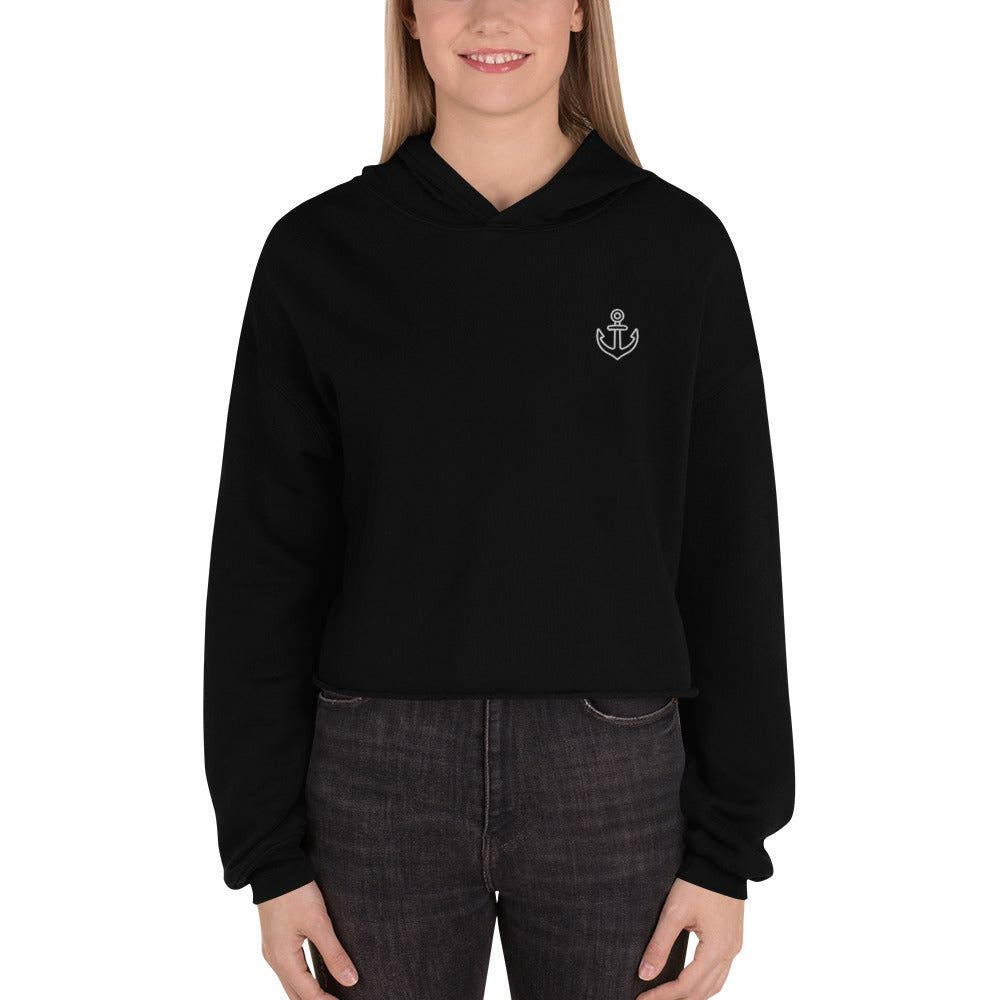 Simple Womens Hoodie Crop - Ship Anchor Embroidery