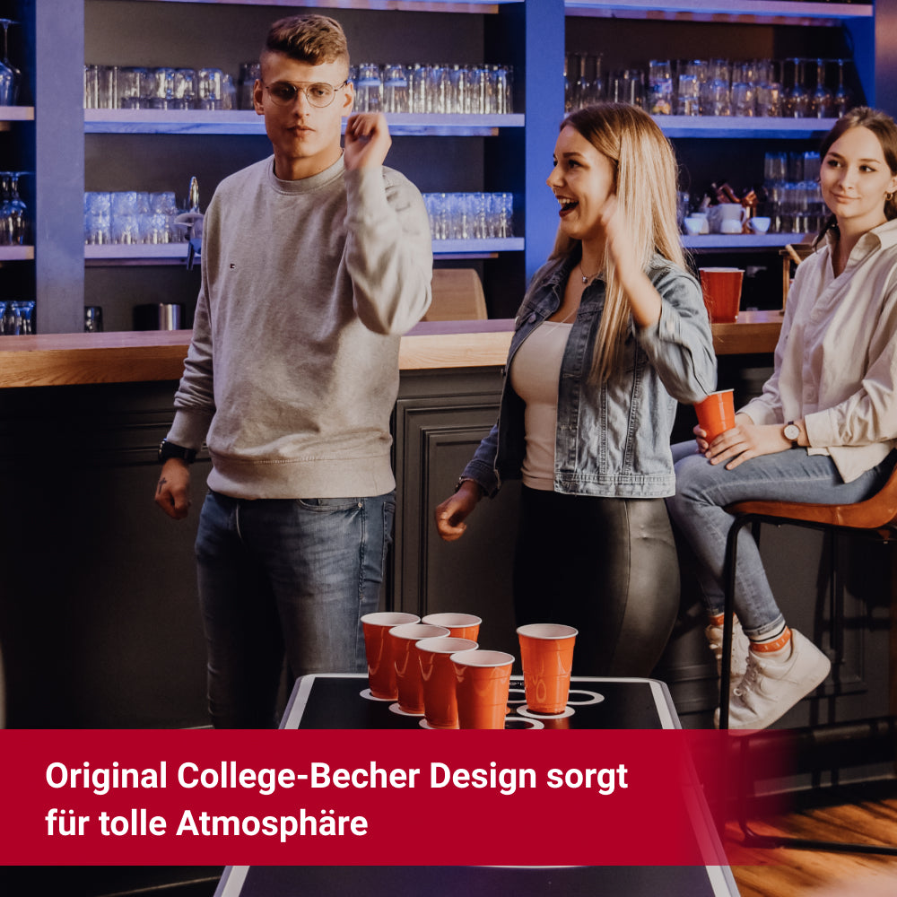 BeerBaller® Beer Pong Matte - Bierpong Set inkl. Bierpong Matte, 50 Beer  Pong Becher & 4 Beerpong Bälle | Mache jeden Tisch zum Beer Pong Tisch! 