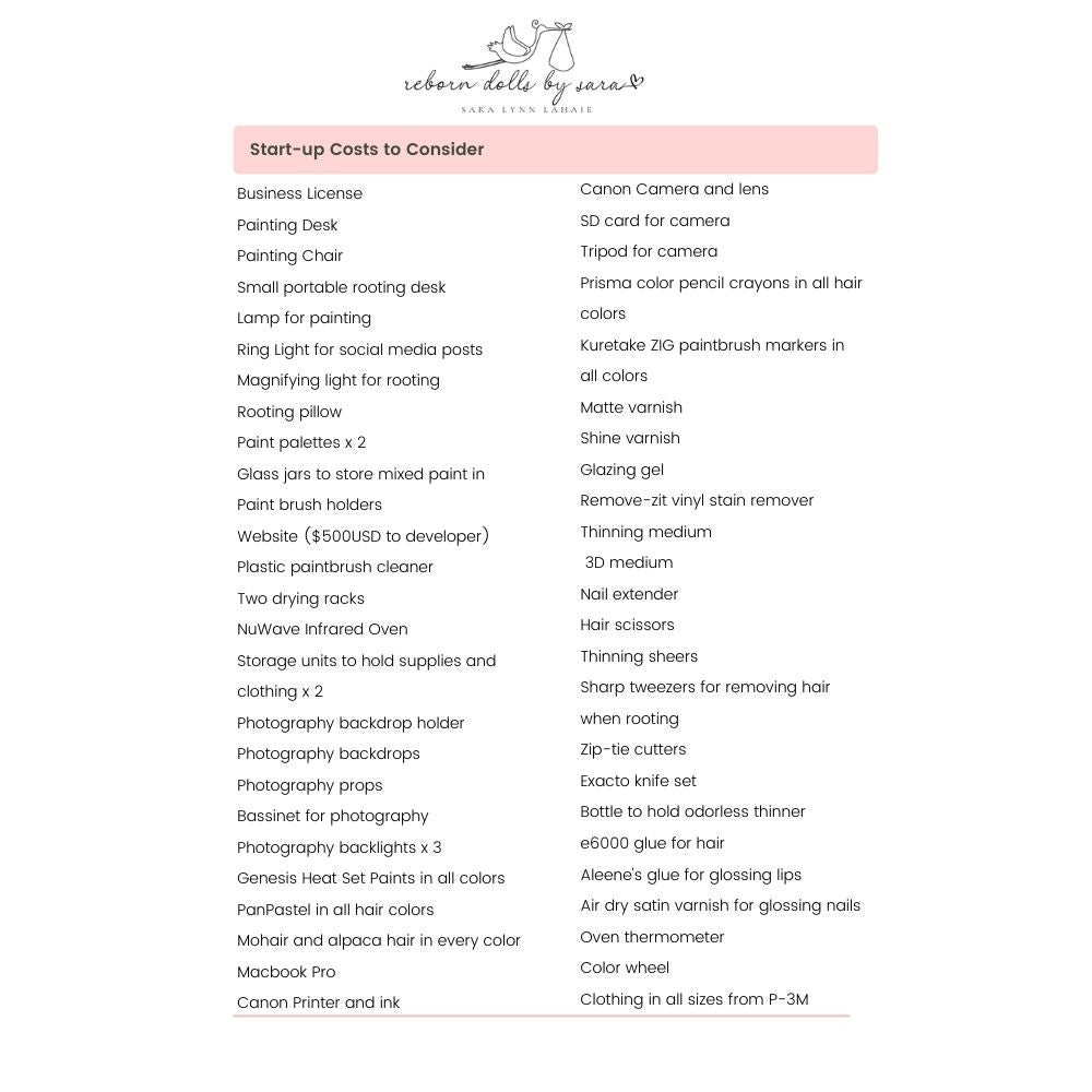 Why are reborns so expensive?  I attached an image of all of my start-up costs for other aspiring reborn doll artists to see.