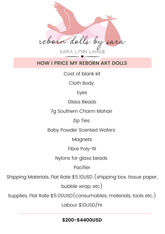 How I charge for my reborn art dolls.  Prices.  