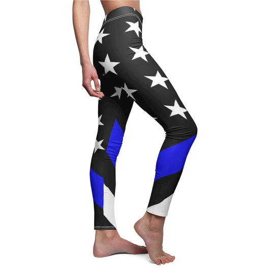 Thin Blue Line Distressed Flag Women's Capri Leggings – Shop With Cre