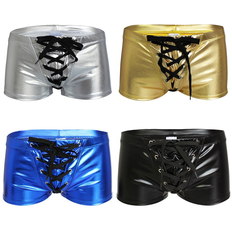 Men's Leather Shiny Drawstring Boxer – skyjackerz