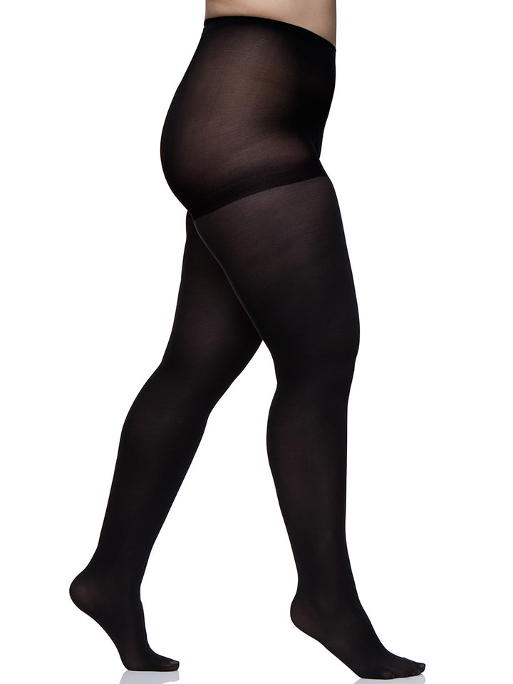 Womens Microfiber Opaque Plus Size Curvy Control Top Tights