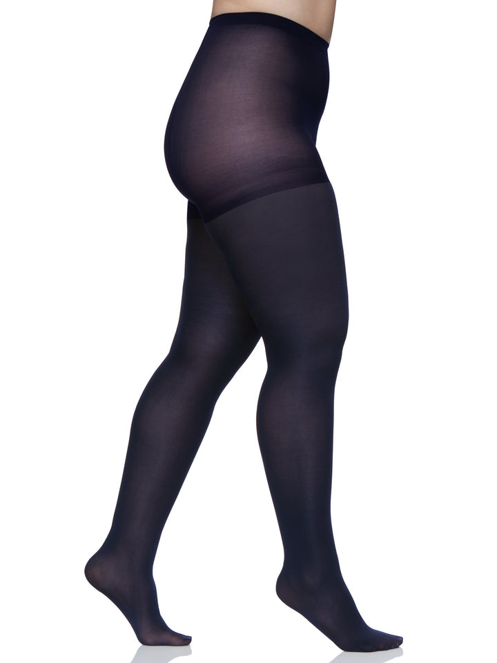 Womens Microfiber Opaque Plus Size Curvy Control Top Tights