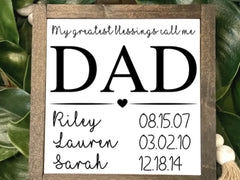 Personalized Date of Birth Sign for Dad