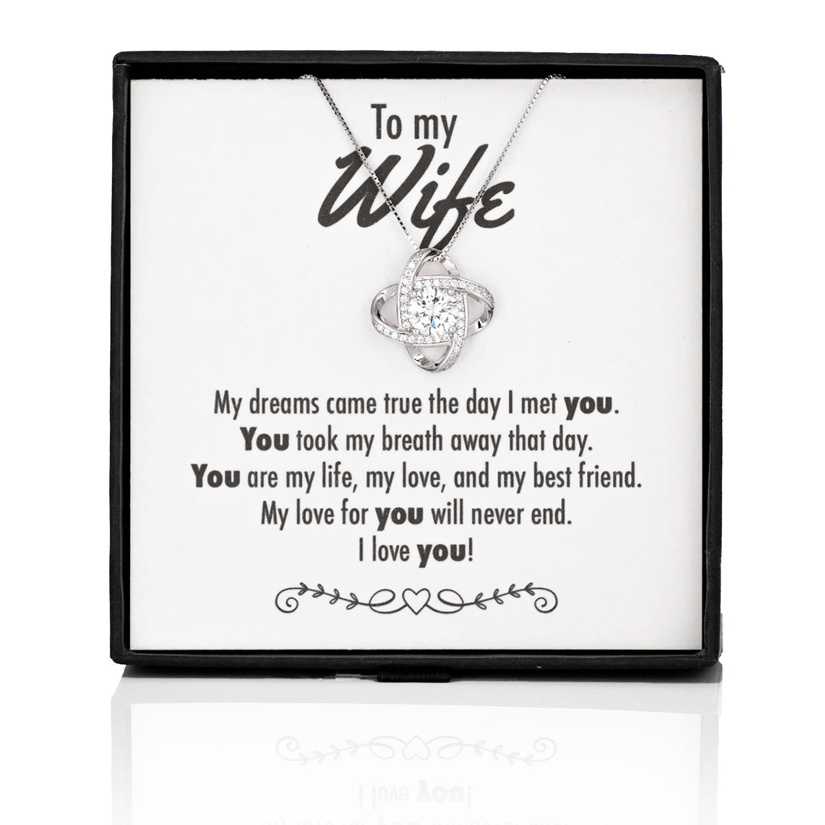 The Day I Met You Crystal Knot Silver Necklace - Wife - Jacella product image