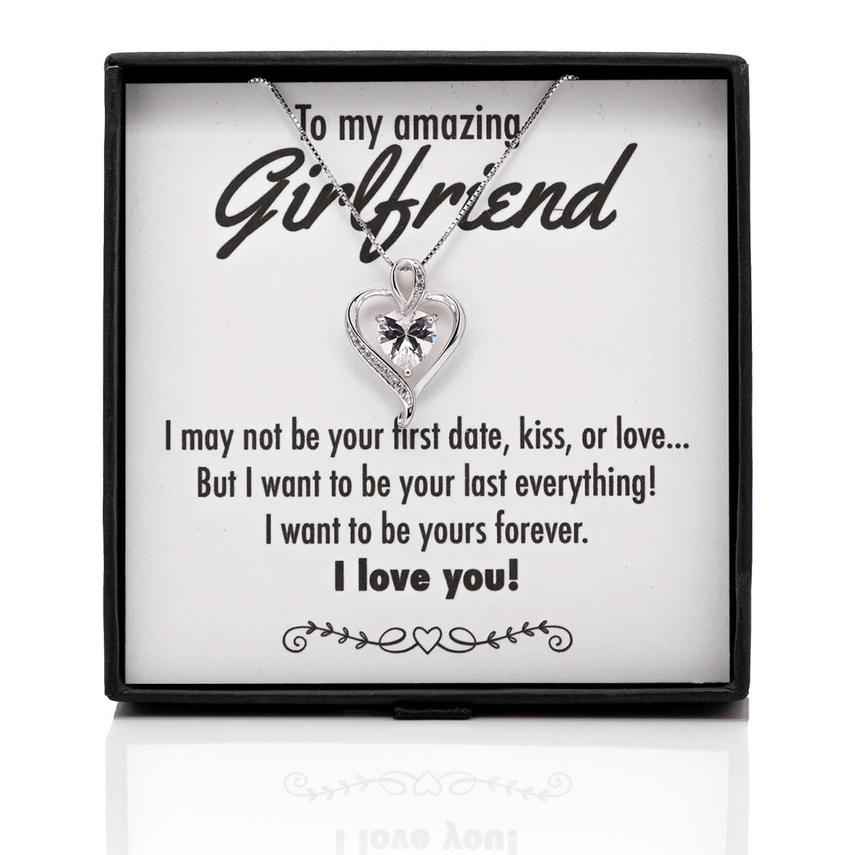 Your Last Everything Ribbon Heart Silver Necklace - Girlfriend - Jacella product image