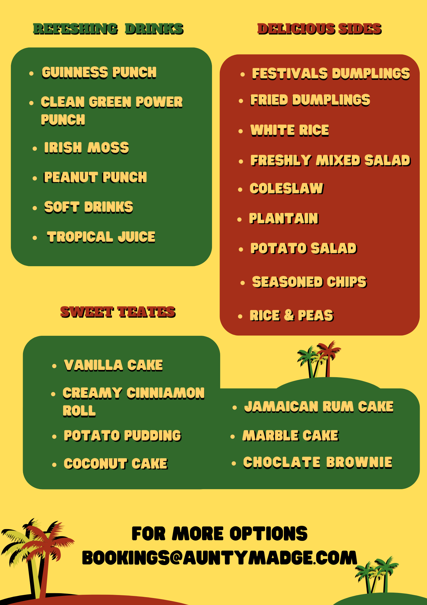 Jamaican catering menu 