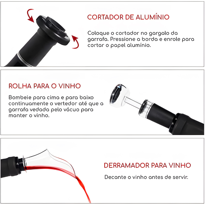 Abridor de Vinho ElétricoKit - Kit Profissional Completo