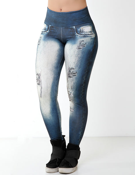 legging fake jeans plus size