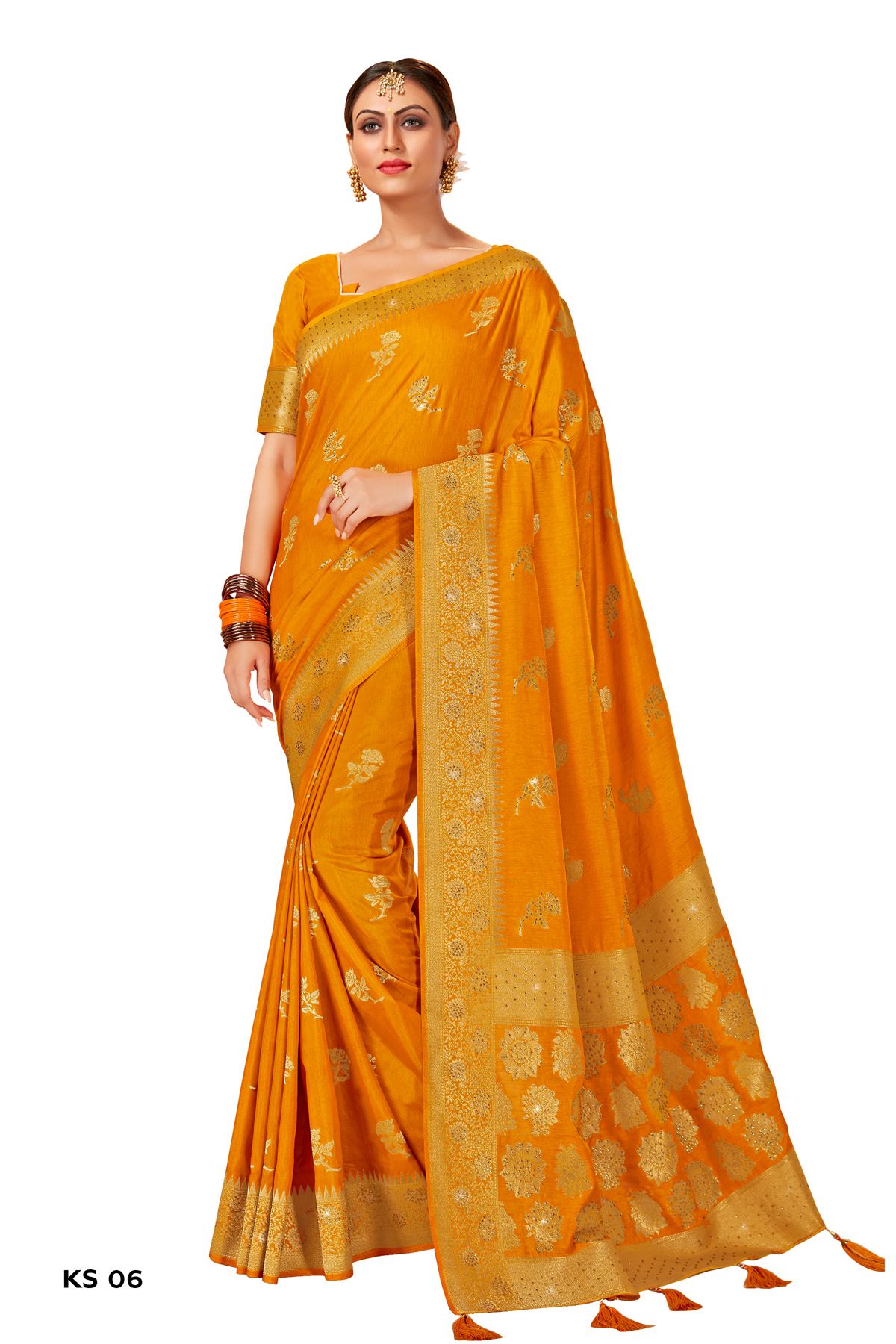 Buy Orange Sarees for Women by Sudarshan Online | Ajio.com