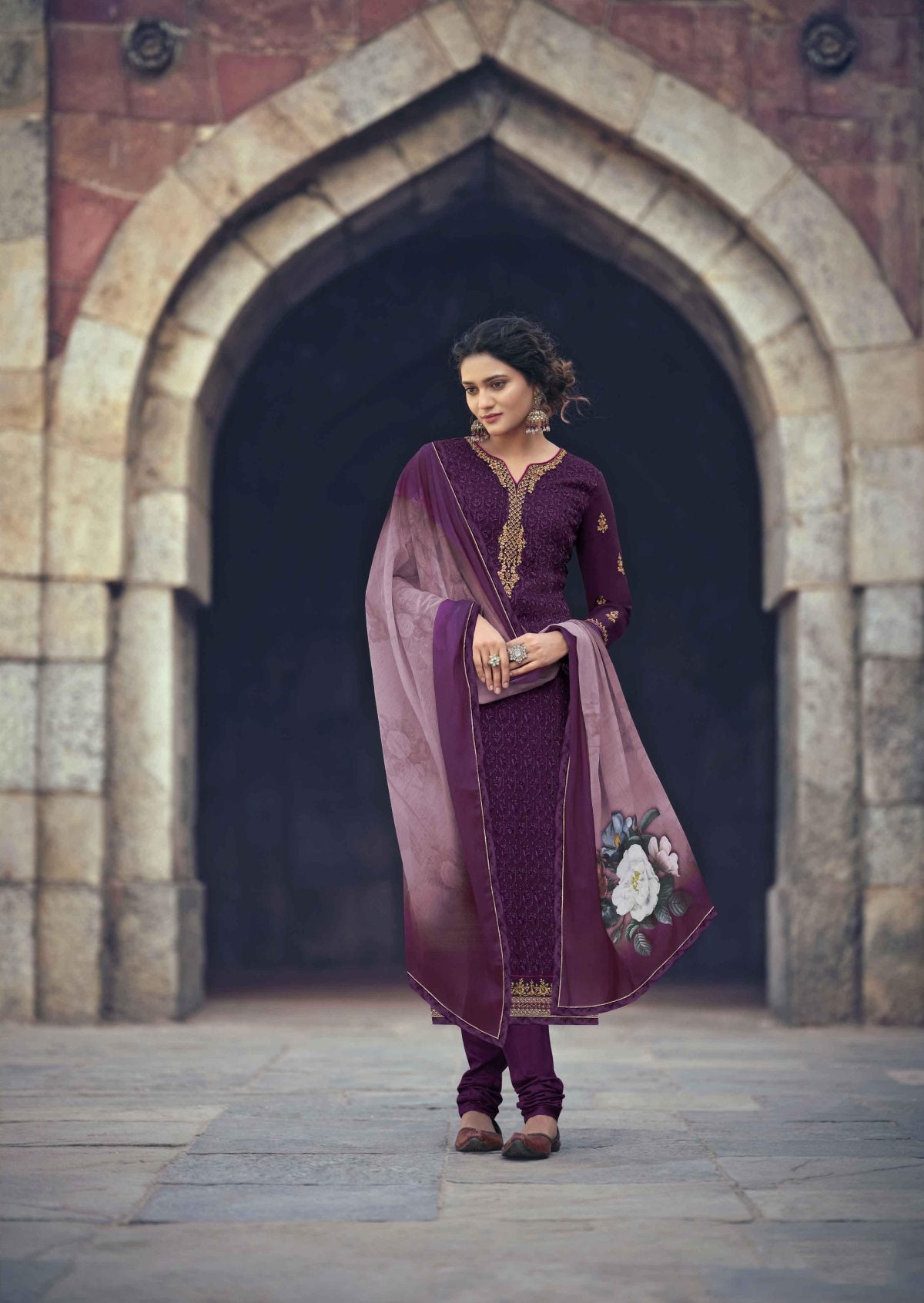 Amazing Wine Color Georgette Plain Party Wear Salwar Suit For Women –  urban-trend.co.in