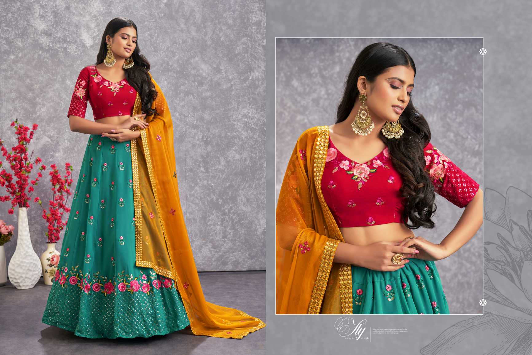 Lehenga Set: Buy Handpainted & Gotapatti Lehenga Set Online - Aachho