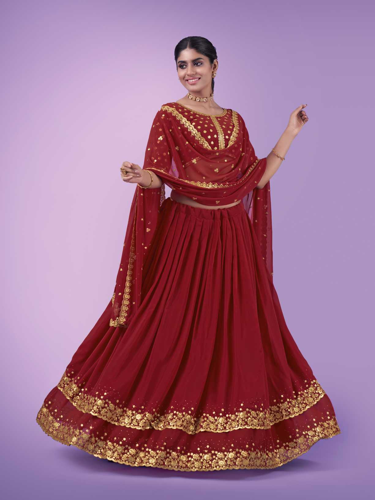 Buy Tomato Red Designer Velvet Bridal Wear Lehenga Choli | Bridal Lehenga  Choli