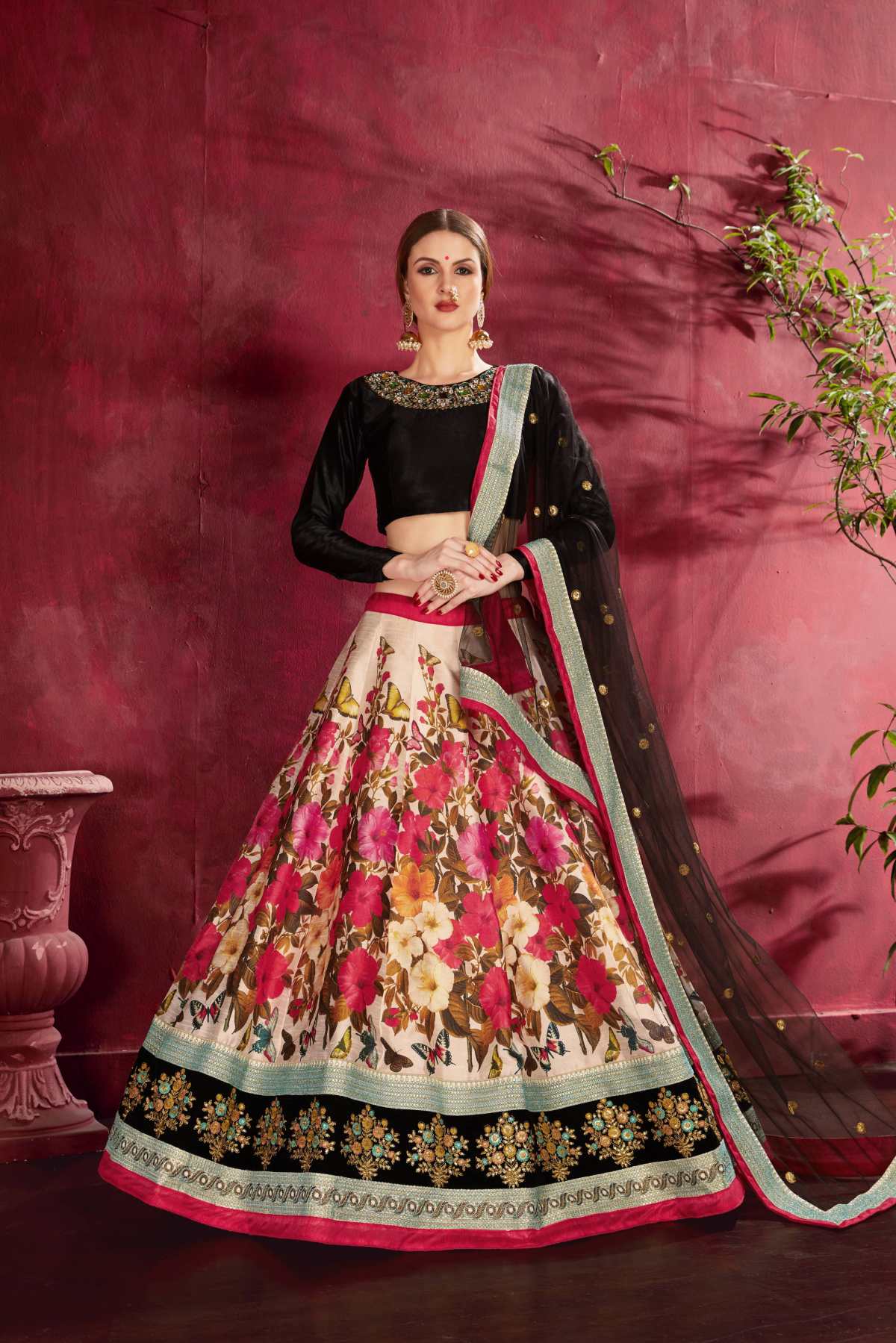 Printed Party Wear Lehenga Choli Zari Embroidery Work