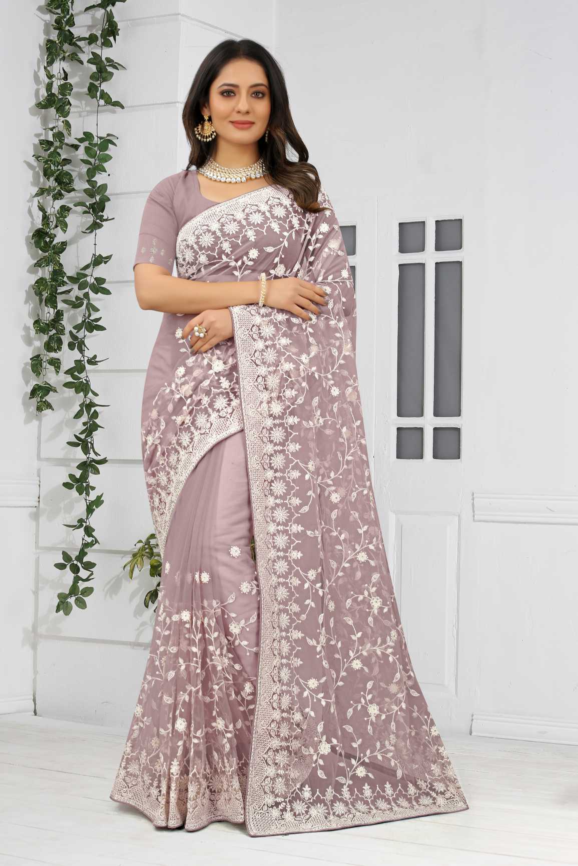 Cloud Gray Woven Designer Saree With Heavy Embroidered Blouse –  zarikaariindia.com