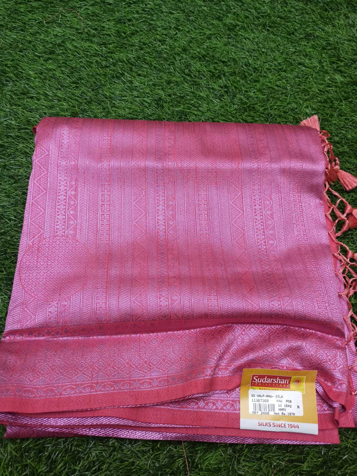 Elegant Carrot-Peach Kanchipuram Silk Saree