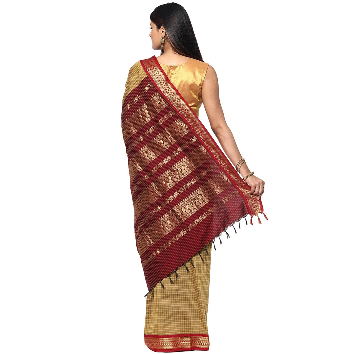 Sudarshan silks Wonderful Pure Mysore silk saree-Maroon-SSSB124-VQ-Crepe -  Sudarshan Family Store - 238590