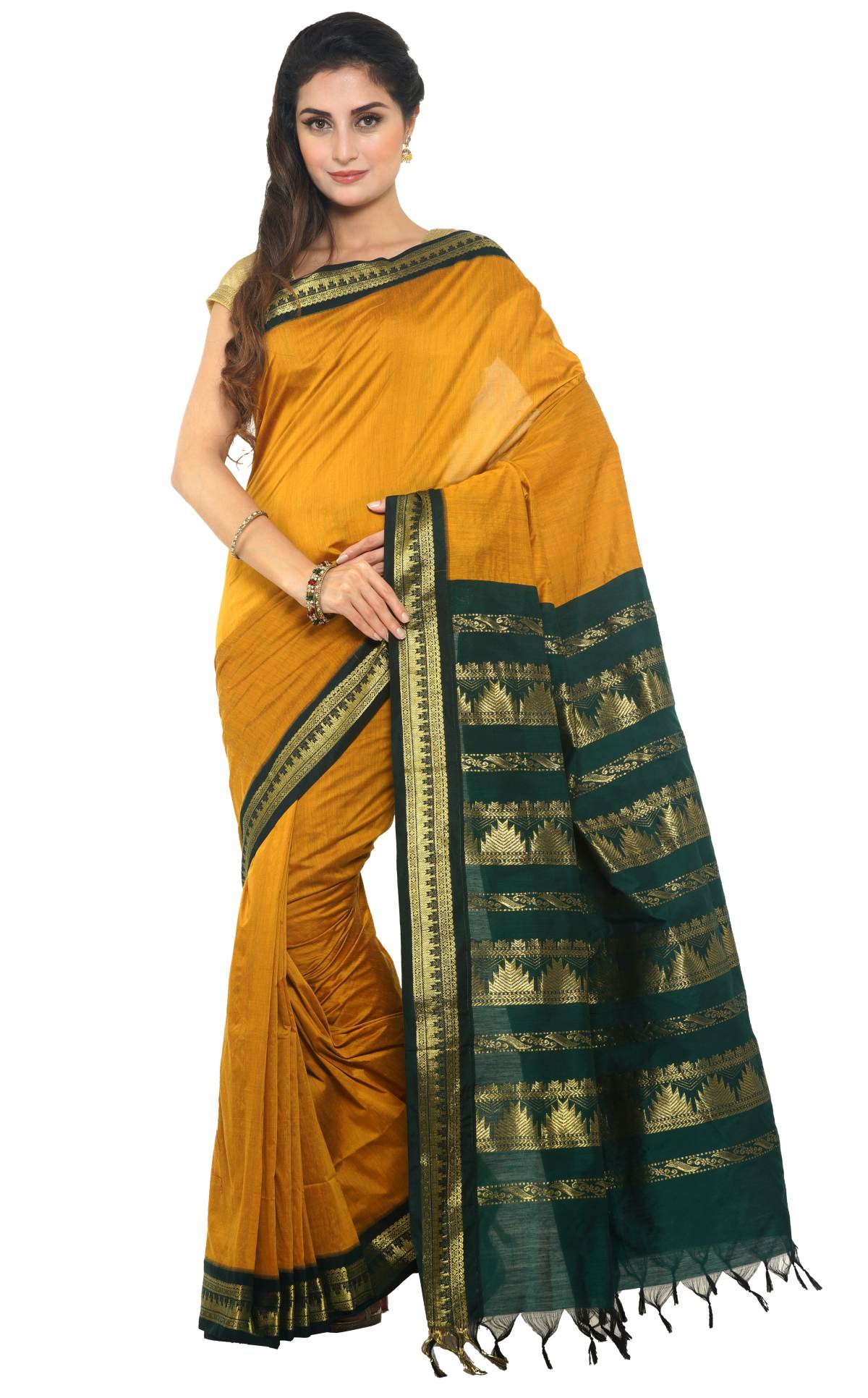 Woven South Cotton Saree in Grey : SUTA176