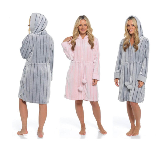 Women's Cream Snuggle Fleece Dressing Gown, Ladies Robes – OLIVIA