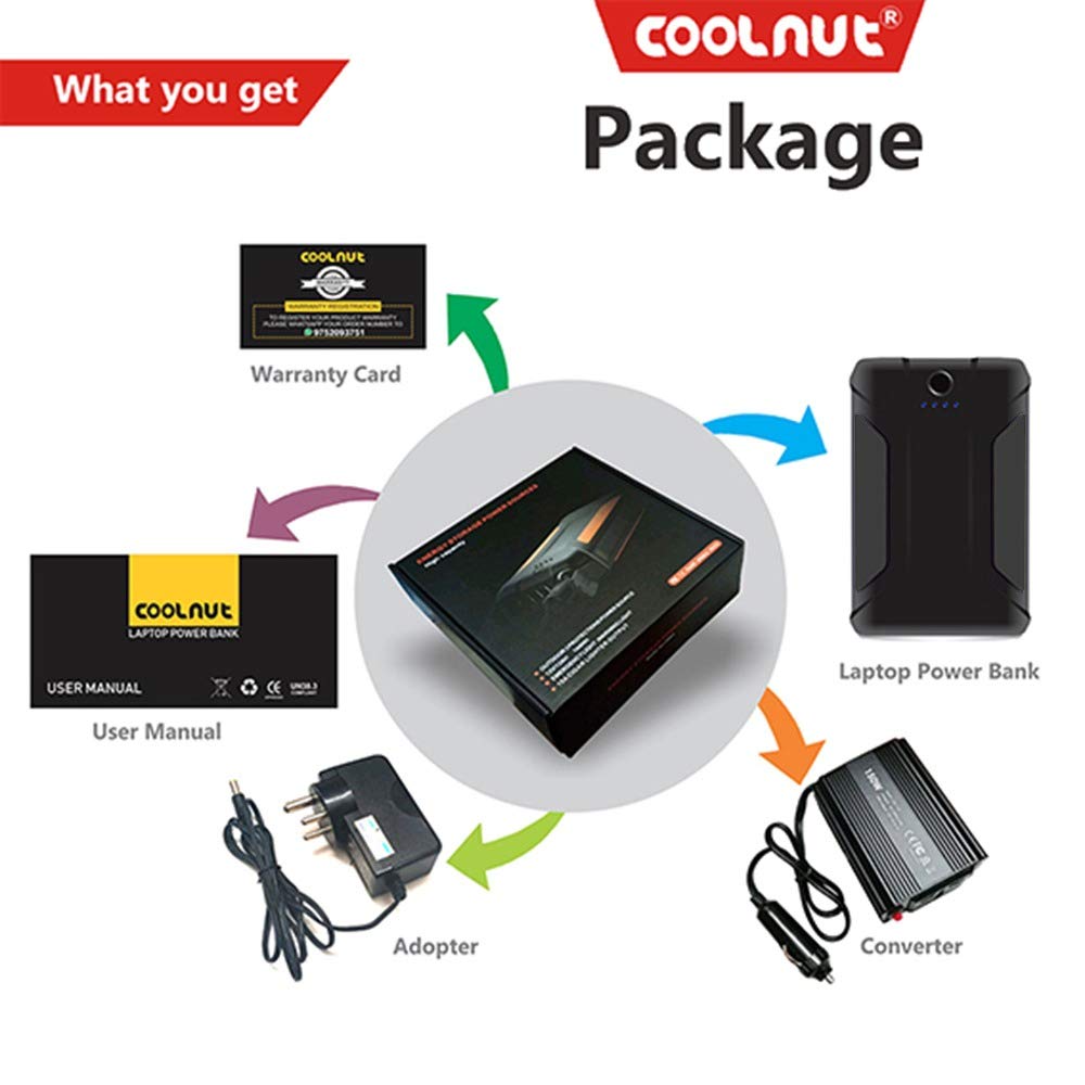 Coolnut 30000mAh Power Bank-Mini Inverter-Power Backup for All Laptops,Tablets,Smart Phones,WiFi Routers