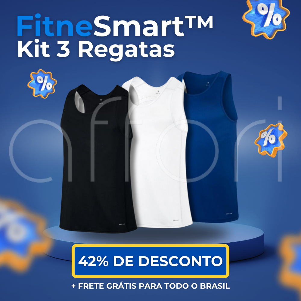 Kit 3 Regatas FitneSmart - Anti Suor e Anti Odor