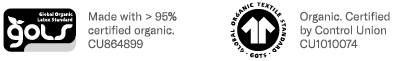 GOLS and GOTS Certified Organic Materials' seal.